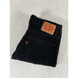 Levi Strauss 550 Relaxed Fit Tapered Dark Wash Black Cotton Jeans Men's 36x32